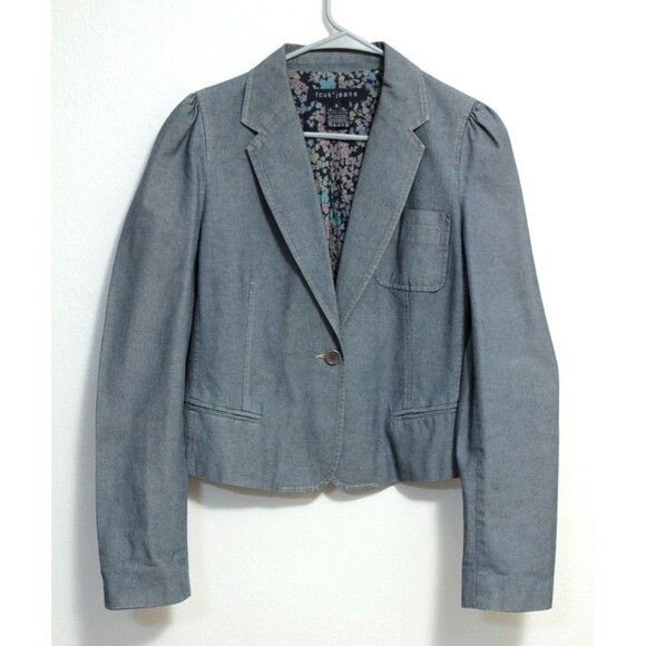 FCUK Jeans Blazer/Sportscoat/Jacket 100% Cotton Pockets Buttons Lined Size 8 - Picture 1 of 7
